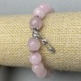 Bracelet Rose Quartz smooth bead 10mm+- with inserts, length 18cm+- stretch
