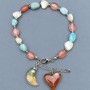 Bracelet Pearl, Chalcedony, Amazonite tumbled 7-10x7-8mm +-, length 18 cm +5 extension chain