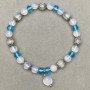 Bracelet Opalite smooth round bead 6mm± Czech crystal 6x5mm±, length 18cm± stretch