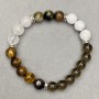 Bracelet Kacholong Rauchtopaz Tiger's Eye smooth bead 8-9 mm+-, length 18 cm+- stretch