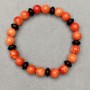 Bracelet Coral (imitation) single smooth round bead 8mm± Agate rondelle 8x4.5mm± length 18cm± stretch