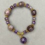 Amethyst bracelet tumbled 15x12 mm+-faceted cube 7 mm with inserts, length 18 cm+- stretch