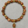 Bracelet Aventurine gold sand round bead 8mm ± with decorative inserts, length 18cm ± stretch