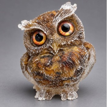 Souvenir figurine Owl, reworked tiger’s eye crystal chips in resin, diameter 60x50x40mm+