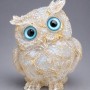 Decorative figurine Owl made from reworked opalite stone chips in resin, diameter 60x50x40 mm+