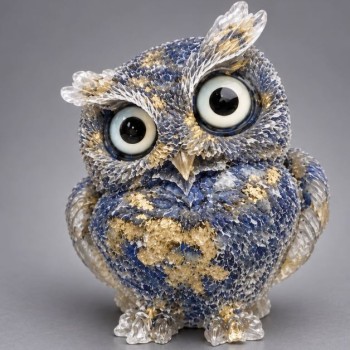 Souvenir figurine Owl, recycled lazurite chips in resin, diameter 60x50x40 mm+