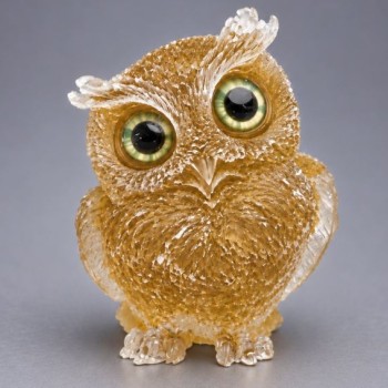 Souvenir figurine Owl, reworked citrine chip in resin, diameter 60x50x40mm+