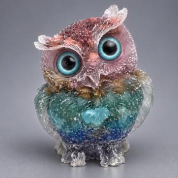 Souvenir figurine Owl, assorted crushed stone reprocessed in resin, diameter 60x50x40 mm+