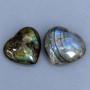 Labradorite souvenir stone in the shape of a heart 48-51x44-46 mm +- weight 136 g price for a pair