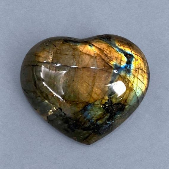 Labradorite souvenir stone in the shape of a heart 57x48 mm ± weight 98 g