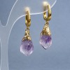 Earrings Amethyst unpolished stone, diameter 12-22x7-10mm+- (assorted sizes), length 26-37mm+-