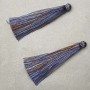 Craft tassel blank "Gray-Brown-Blue striped", length 7 cm, diameter 7 mm, pair