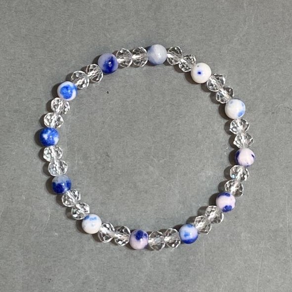 Stretch bracelet Acrylic bead 6mm+- Czech crystal faceted rondelle 6x5mm+- , length 18cm+- elastic