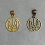 Pendant Trident, diameter 25mm +/-, length 35mm +/-, gold-tone or bronze metal