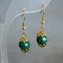 Earrings Malachite faceted bead 9.5mm±, length 35mm±