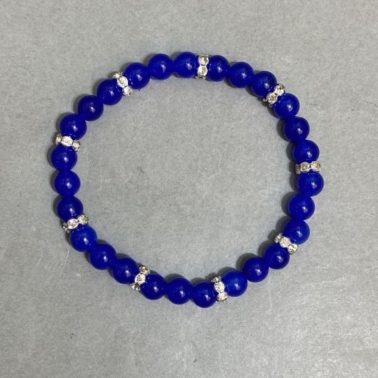 Bracelet Quartz smooth bead 6mm± with inserts, length 18cm± stretch