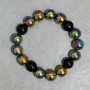 Bracelet Agate Hematite smooth round bead 12mm+- , length 18cm+- stretch