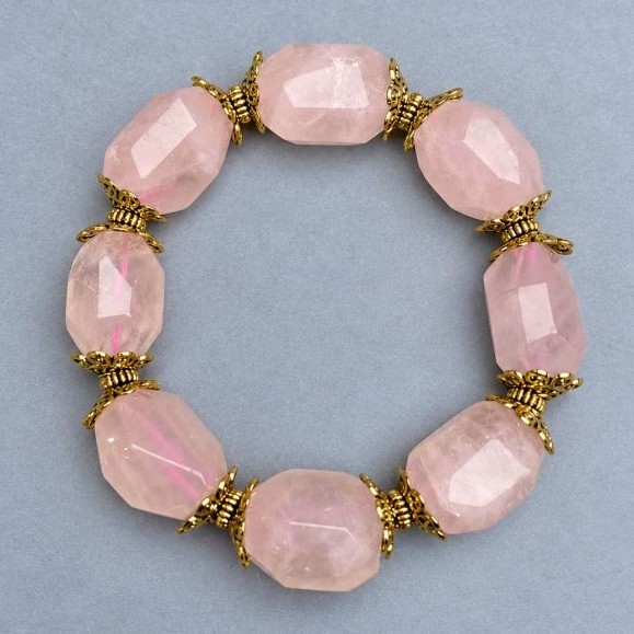 Bracelet Rose Quartz tumbled, diameter 20x15mm ±, length 18cm ± stretch