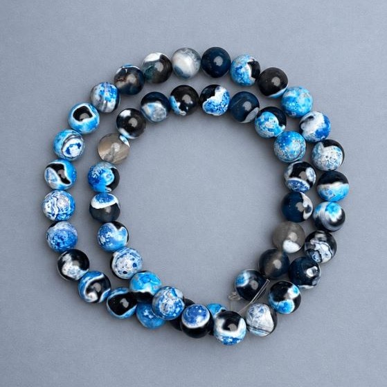 Agate beads, smooth round bead, diameter 8 mm ±, length 38 cm +