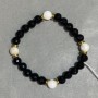 Bracelet Agate faceted round bead 8mm+- smooth round bead 8mm+-, length 18cm +- stretch