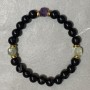 Bracelet Agate smooth bead 8mm+- Prehnite faceted cube 7x7mm+- length 18cm +- stretch