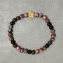 Rhodonite bracelet smooth round bead 6mm +- with inlay, length 18cm +- stretch