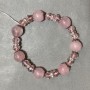Bracelet Pink Quartz smooth bead 12mm± Czech crystal faceted rondelle 8x6mm±, length 18cm± stretch