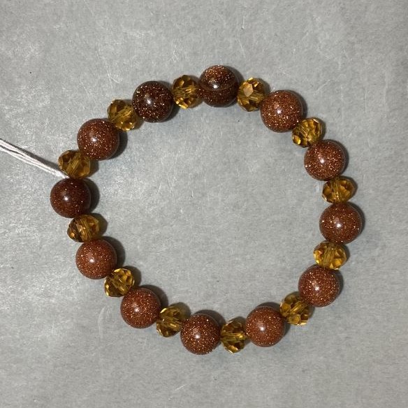 Bracelet Aventurine smooth bead 10mm± Czech crystal faceted rondelle 8x6mm ±, length 18cm ± stretch