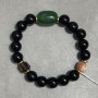 Bracelet Agate smooth bead 10mm± Chrysoprase tumbled 18x13mm±, length 18cm± stretch