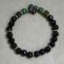 Bracelet Agate Malachite faceted round bead 8mm+-, length 18cm +- stretch