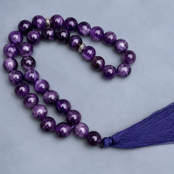 Prayer Beads Amethyst 33 Beads, Diameter 10.5 mm