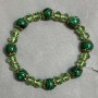 Bracelet Malachite smooth round bead 8mm+- Czech crystal faceted rondelle 8x6mm+-, length 18cm +- stretch
