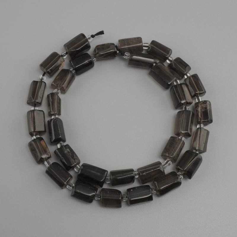 Smoky Quartz Beads Chip, diameter 11-12x6-8 mm ±, seed beads 3 mm ±, length 39 cm+