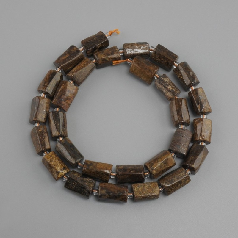 Bronzite Beads Cut, diameter 11-3x7-9mm+- seed beads 3mm+-, length 40cm+