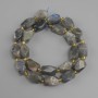 Labradorite beads faceted, diameter 15-16x10-11mm+- seed beads 3mm+- , length 40cm+-