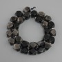Beads Silver Obsidian multifaceted, diameter 12x10mm+- seed beads 3mm+-, length 39cm+-