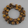 Tiger's Eye beads faceted, diameter 12x10 mm ± seed beads 3 mm ±, length 39 cm ±
