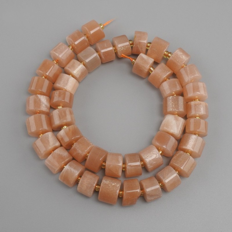 Selenite rondelle beads, diameter 11x7 mm +- seed beads 3 mm +-, length 38 cm +-