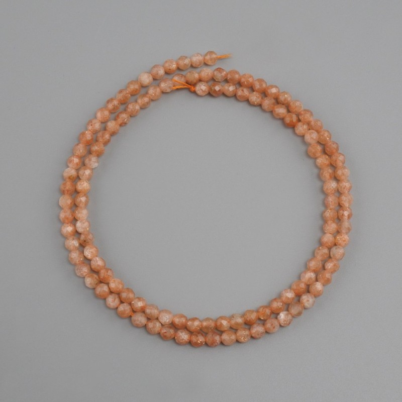 Selenite beads faceted round bead, diameter 3 mm ±, length 39 cm ±