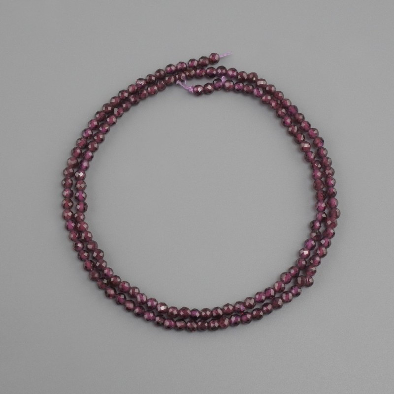 Garnet beads natural stone faceted round bead, diameter 3 mm ±, length 39 cm ±