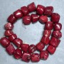 Coral beads on a thread, natural Coral, faceted pieces, diameter 12-20×14-19 mm +/-, length 44 cm +/-, weight 185 g