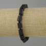 Bracelet Tourmaline Schorl processed rough cut, bead diameter 8-12x6-8mm ± seed beads 3mm ±, length 18cm ± on stretch
