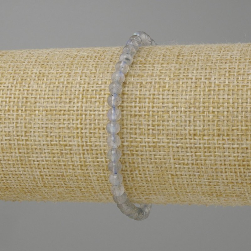Labradorite bracelet smooth round bead, diameter 4mm ±, length 18cm ± stretch