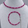 Choker and bracelet set Ruby corundum heart 4mm± Hematite faceted bead 2mm±, length 35cm + 5cm chain extender, length 18cm + 5cm extender chain