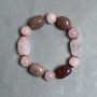 Bracelet Pink Quartz round bead 12mm+- faceted 21x13mm+- Strawberry Quartz tumbled 18x13mm+- length 18cm +- stretch