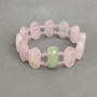 Bracelet Pink Quartz faceted link, diameter 20x10mm+- Onyx link 20x10mm+- Czech crystal, length 18cm+- stretch