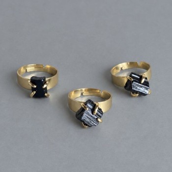 Ring, Tourmaline Schorl sizes 9x11 mm+- (assorted sizes)