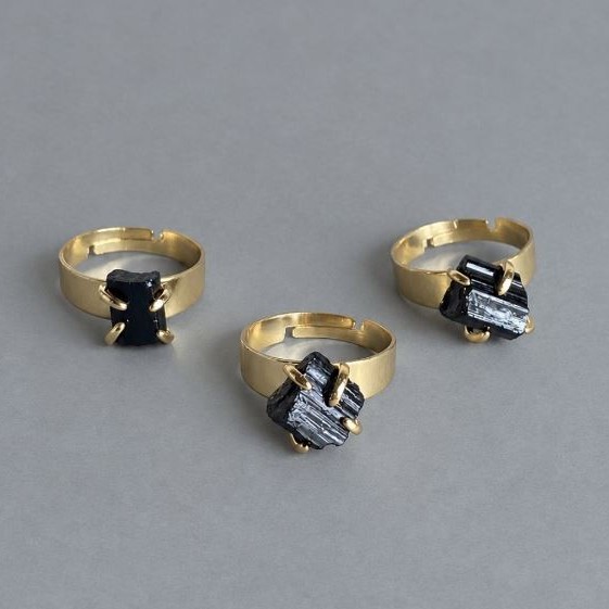 Ring, Tourmaline Schorl sizes 9x11 mm+- (assorted sizes)