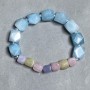 Aquamarine bracelet faceted shapes, diameter 12x10mm ± Morganite cube 7.5mm ±, length 18cm ± stretch
