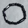 Bracelet Tourmaline Schorl with faceted gemstones, stone diameter 13x7mm +- Agate faceted bead 8mm +- , length 18cm +- stretch